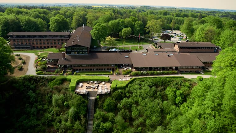 Munkebjerg Hotel shown from above so you can see the whole hotel  